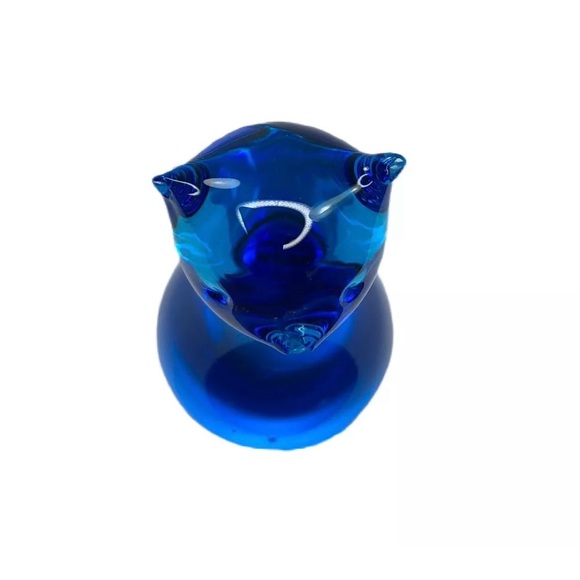 Vintage Blue Glass Cat Figurine - Picture 6 of 8